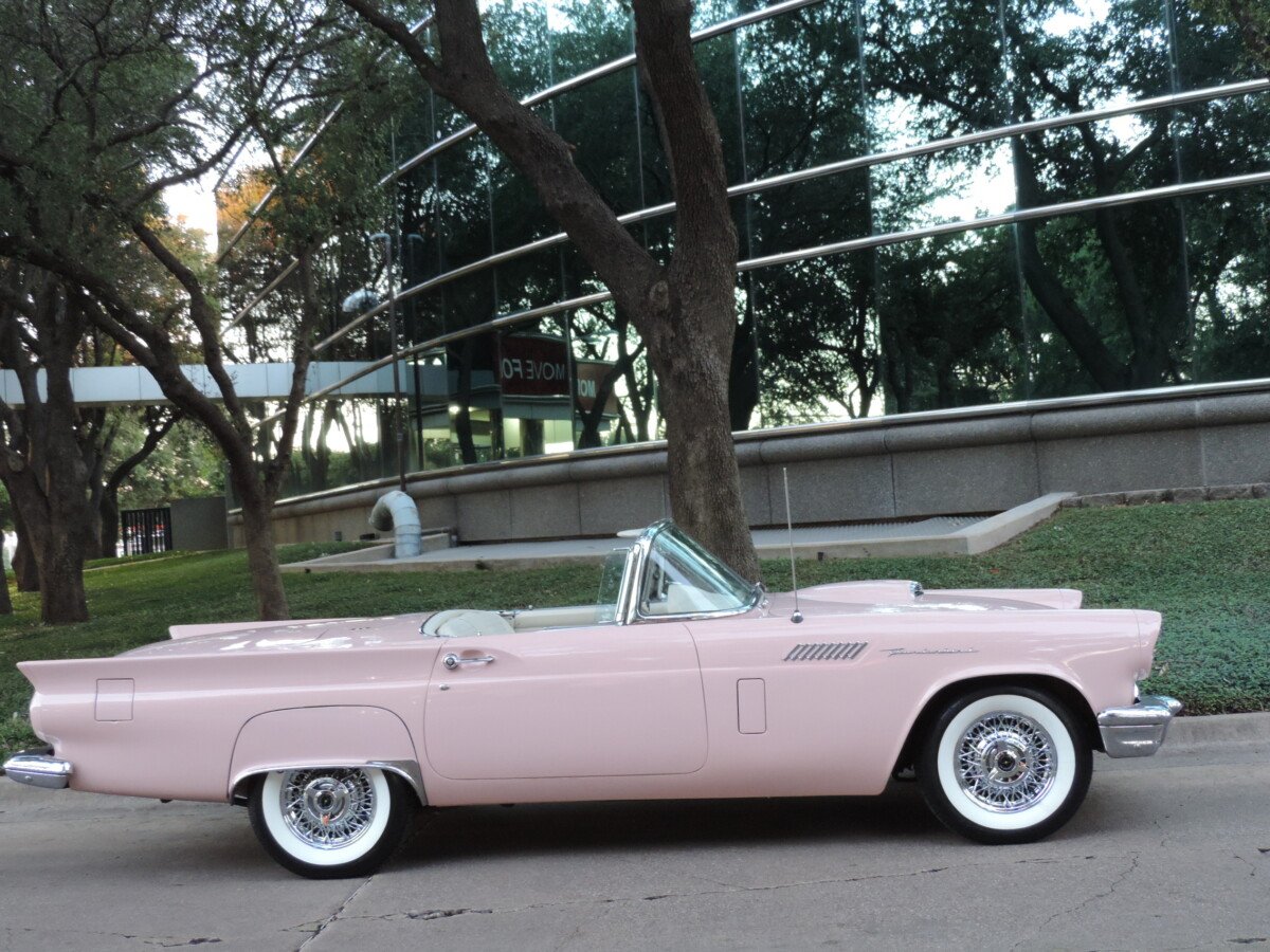 1957 Dusk Rose “Pink” Thunderbird with White Interior, Real Wire Wheels