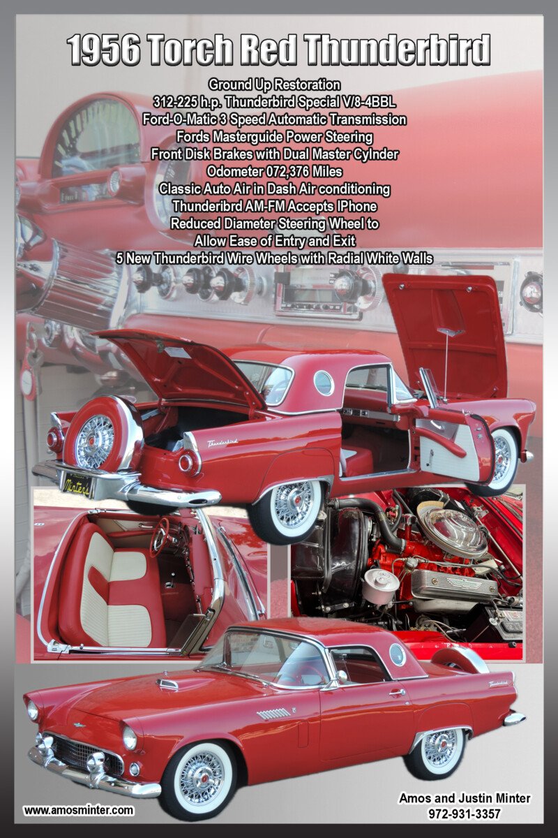 1-1956 Torch Red Thunderbird For Sale
